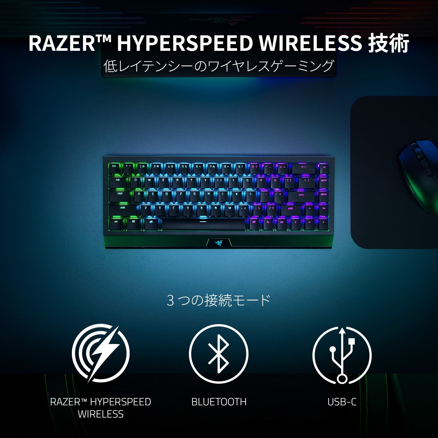 Razer BlackWidow V3 Mini HyperSpeed Phantom Pudding Edition Green Switch ブラックウィドウ ブイスリー ミニ ハイパースピード ファントム プディング エディション グリーン スイッチ thumbnail 3