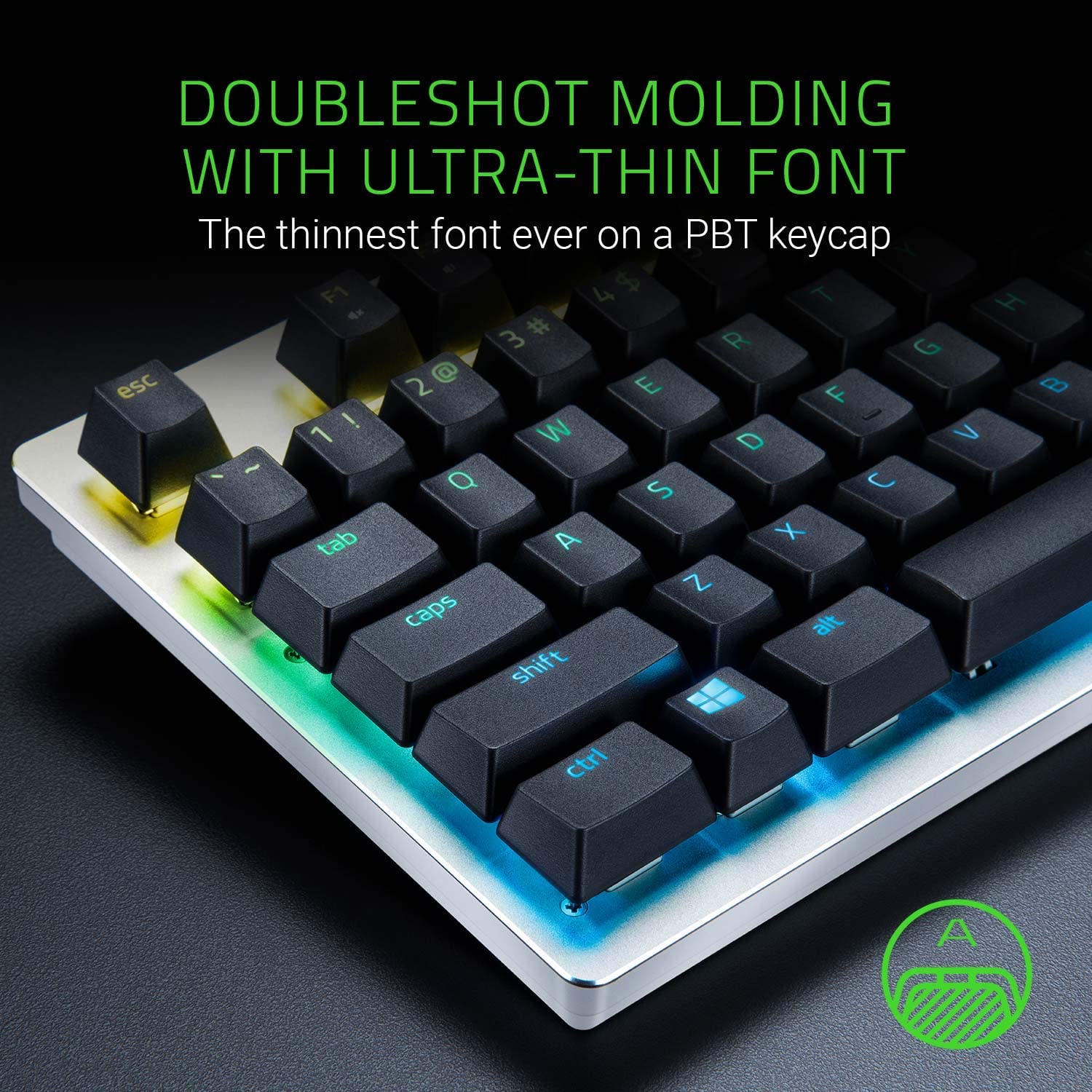 Razer PBT Keycap Black - US  ピービーティー キーキャップ ブラック ユーエス thumbnail 4