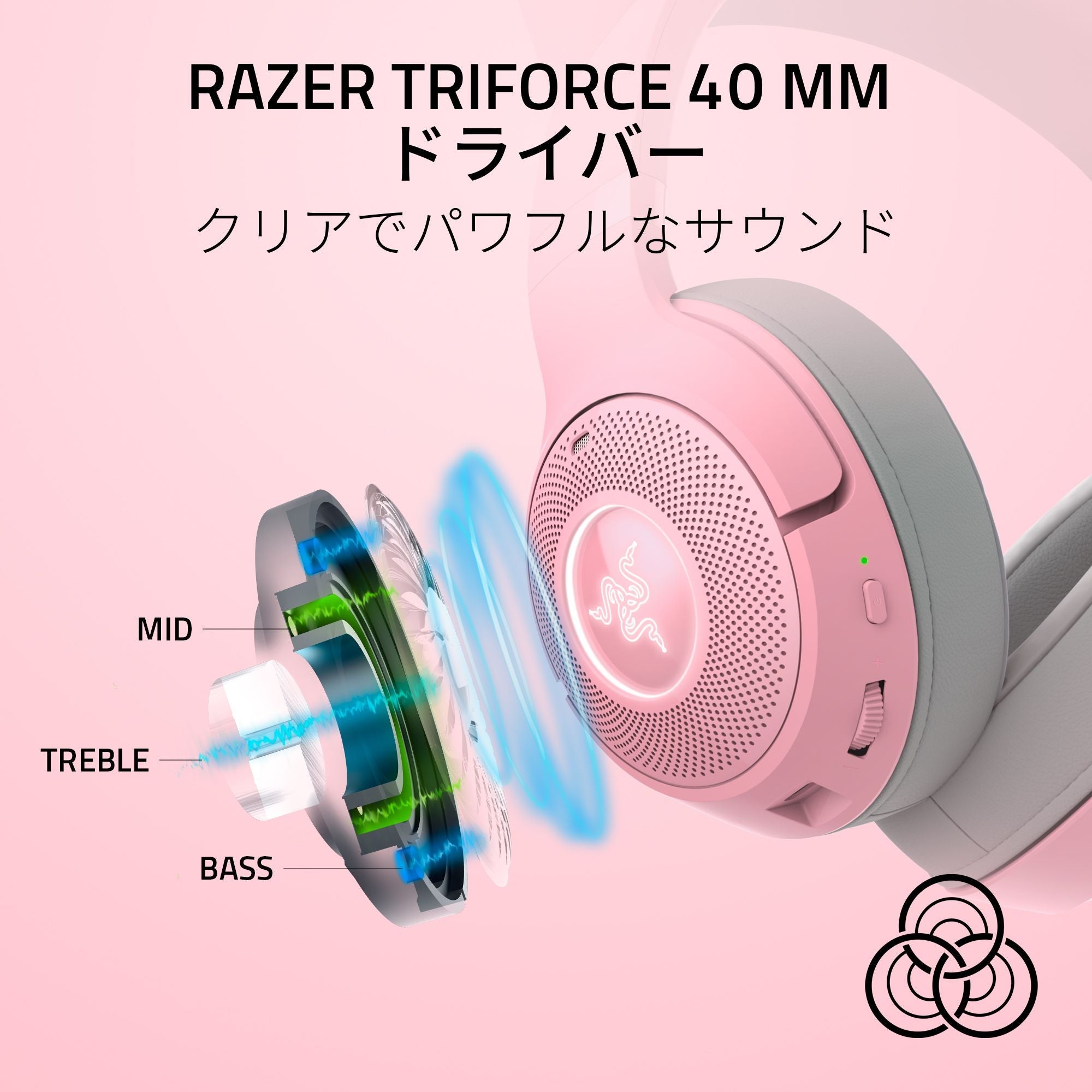 Razer Kraken Kitty V2 BT Quartz Pink  クラーケン キティー ブイツー ビーティー クォーツ ピンク thumbnail 4