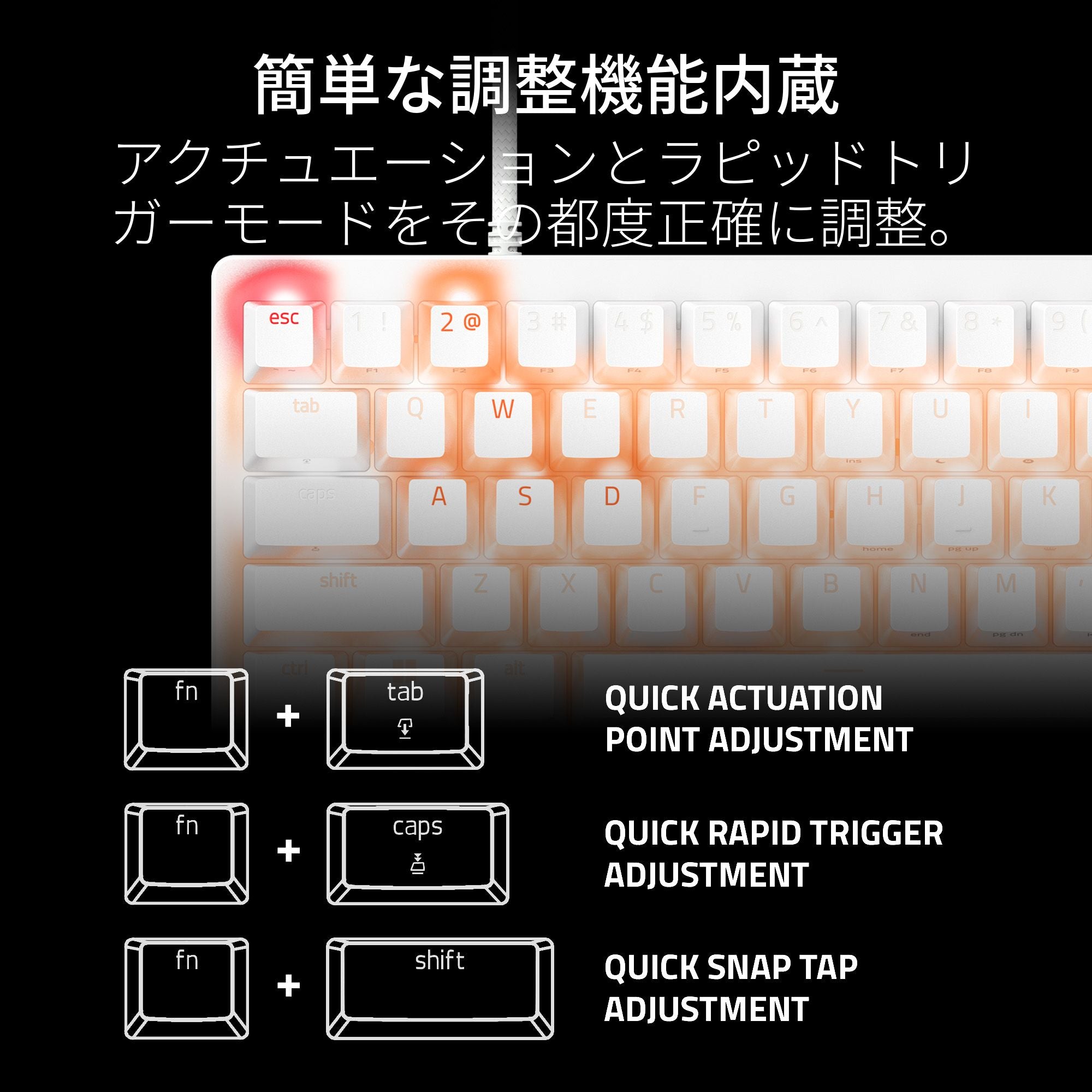 Razer Huntsman V3 Pro Mini JP (White Edition) レイザー ハンツマン ブイスリー プロ ミニ ジェーピー ホワイト エディション thumbnail 7