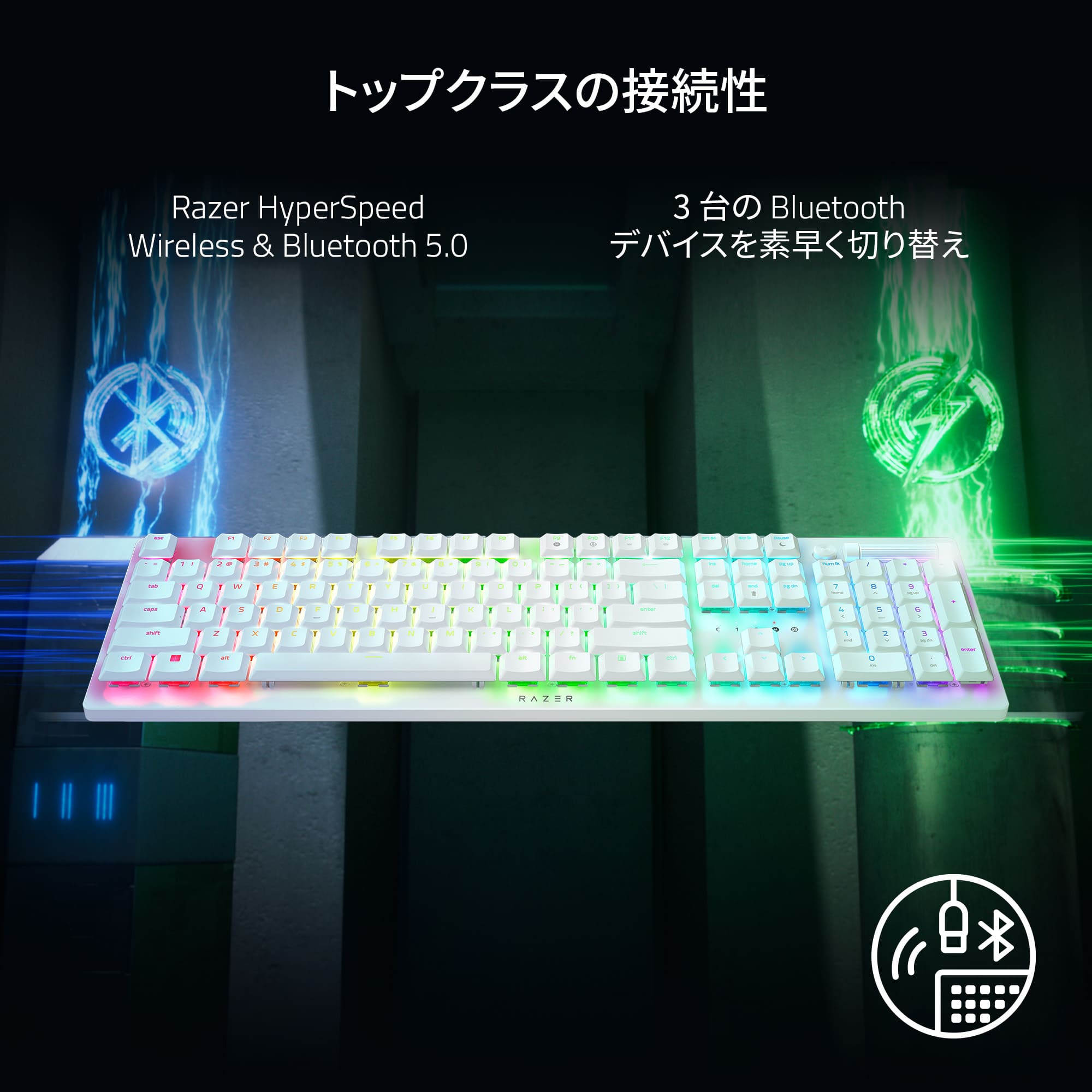 Razer DeathStalker V2 Pro White Edition Clicky Optical Switch  デスストーカー ブイツー プロ クリッキーオプティカルスイッチ ホワイト thumbnail 3