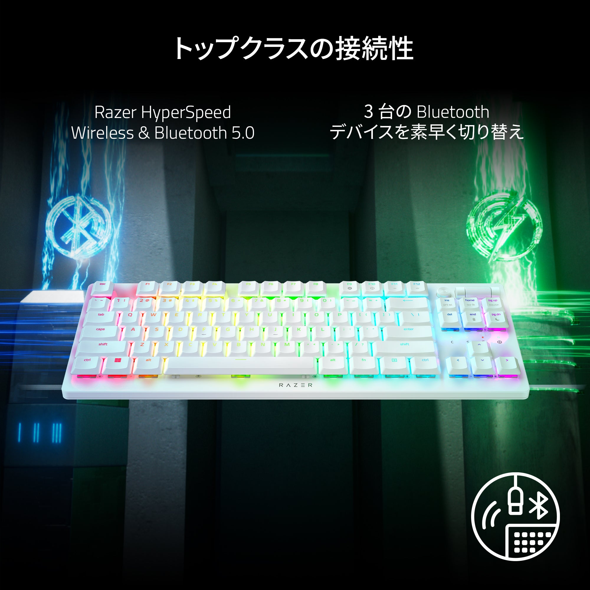 Razer DeathStalker V2 Pro Tenkeyless JP White Edition Linear Optical Switch デスストーカー ブイツー プロ テンキーレス ジェーピー ホワイトエディション リニア オプティカルスイッチ thumbnail 3