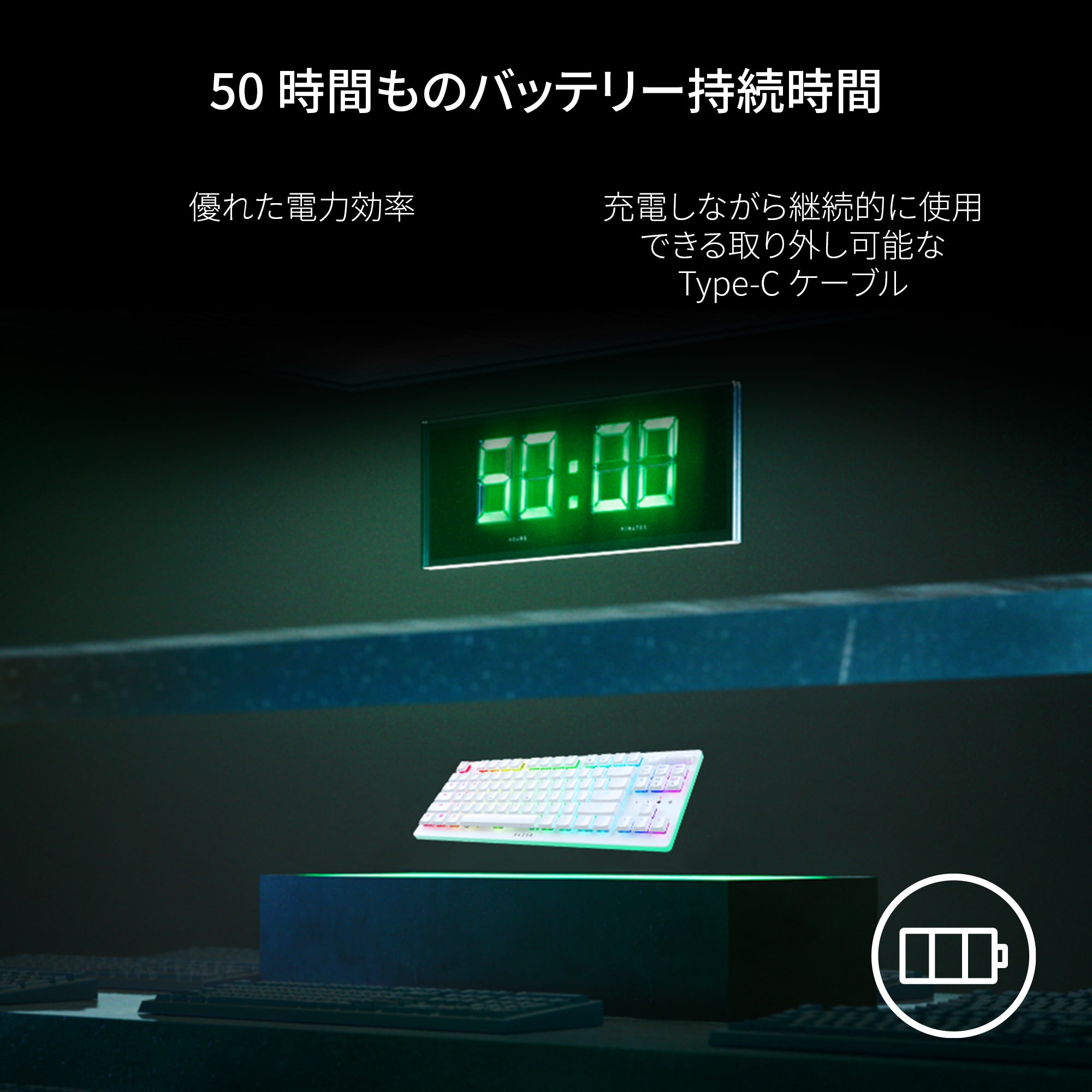 Razer DeathStalker V2 Pro Tenkeyless JP White Edition Linear Optical Switch デスストーカー ブイツー プロ テンキーレス ジェーピー ホワイトエディション リニア オプティカルスイッチ thumbnail 4