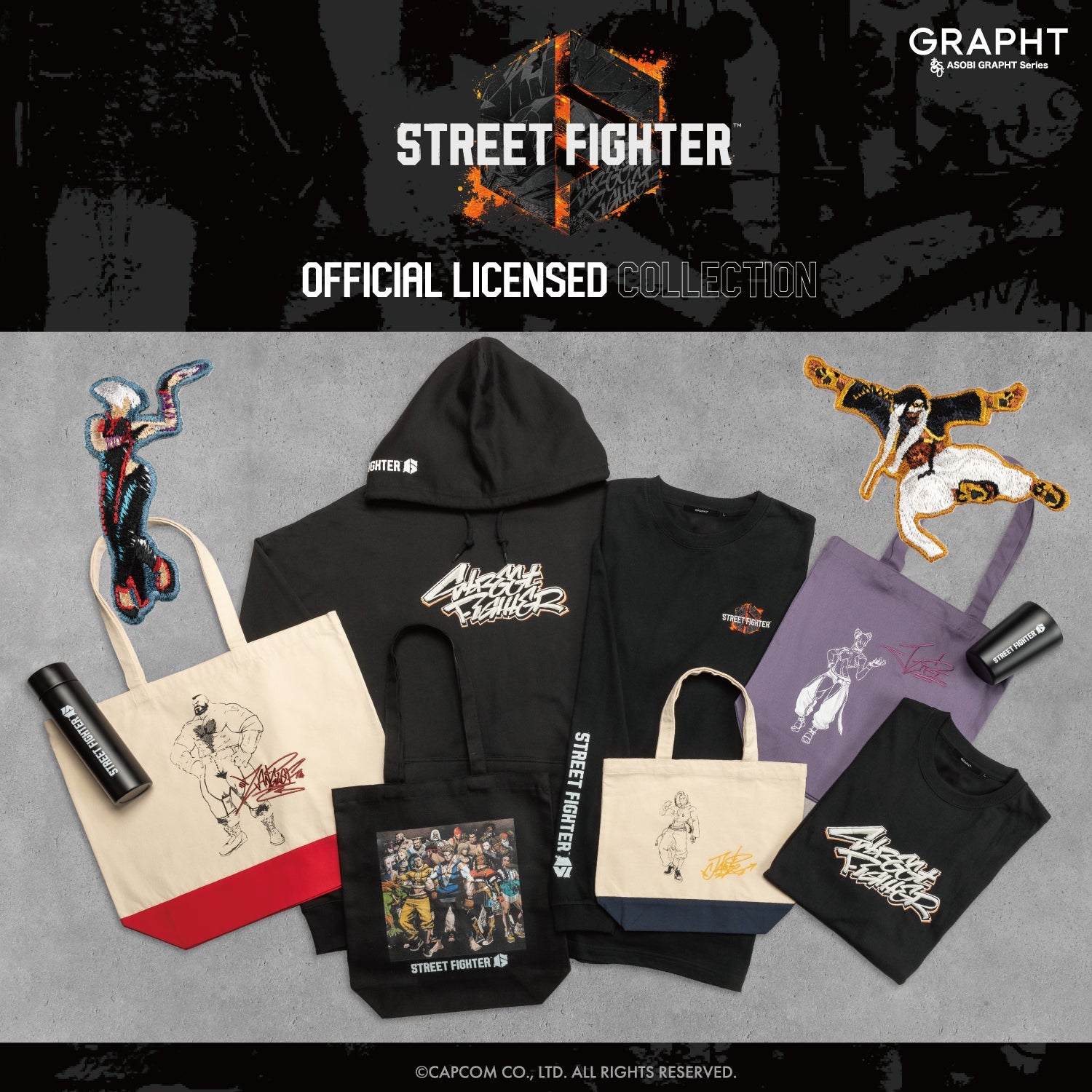 ストリートファイター SF6ロゴ刺繍 プリント ロンT ブラック thumbnail 9