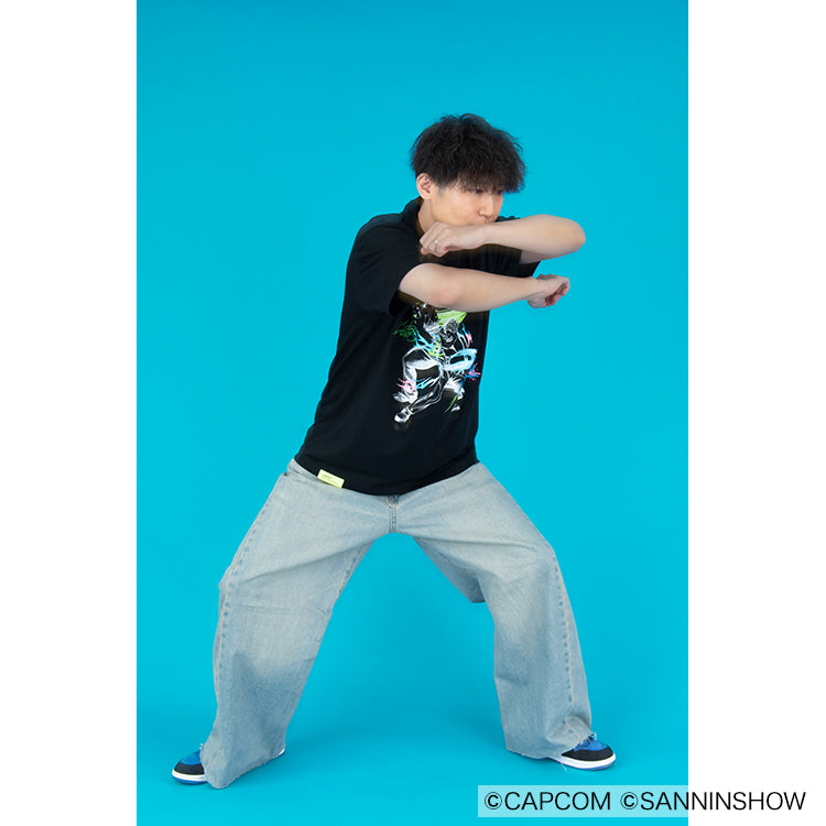 【予約受付中】ドンピシャ×ガイル 刺繍Tシャツ (ドンピシャ×ガイル ソニックブーム) ブラック thumbnail 4