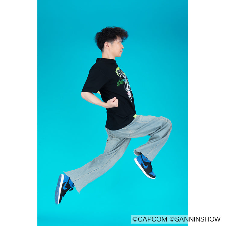 【予約受付中】ドンピシャ×ガイル 刺繍Tシャツ (ドンピシャ×ガイル ソニックブーム) ブラック thumbnail 6