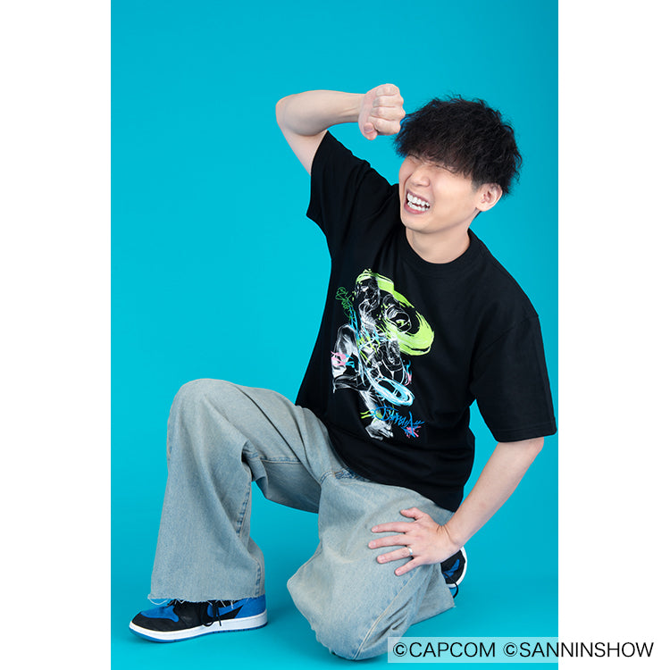 【予約受付中】ドンピシャ×ガイル 刺繍Tシャツ (ドンピシャ×ガイル ソニックブーム) ブラック thumbnail 5