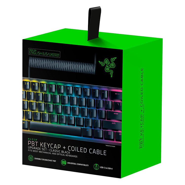 Razer PBT Keycap + Coiled Cable Upgrade Set (Classic Black)  ピービーティー キーキャップ プラス コイルド ケーブル アップグレードセット (クラシックブラック)
