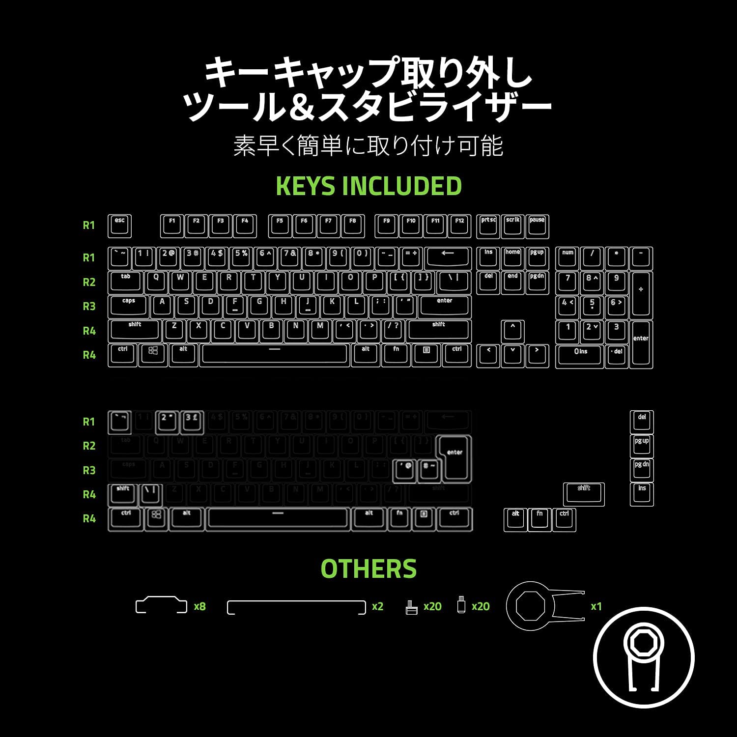 Razer Phantom Keycap Upgrade Set (White) ファントム キーキャップ アップグレードセット （ホワイト） thumbnail 5