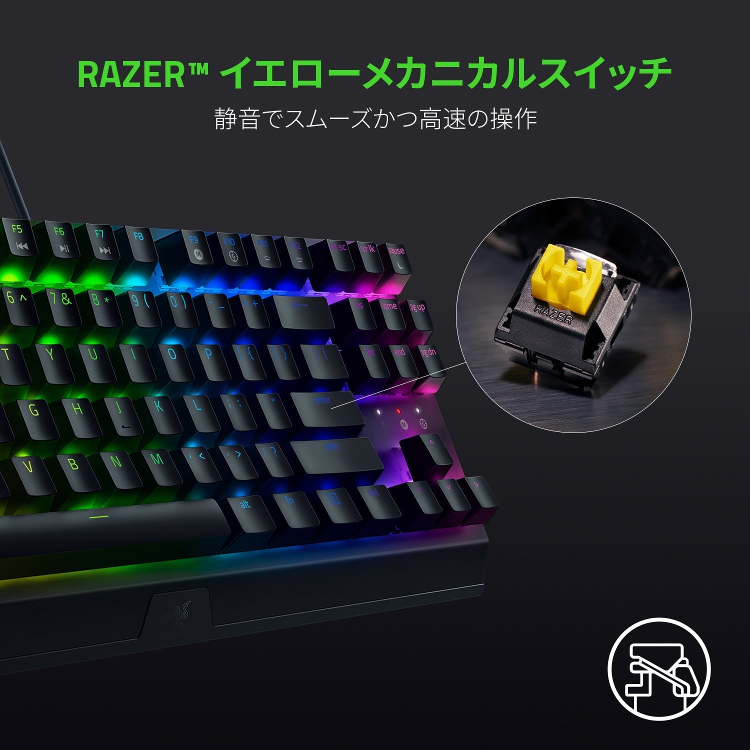 【アウトレット/パッケージ不良品】Razer BlackWidow V3 Tenkeyless JP - Yellow Switch  ブラックウィドウ ブイスリー テンキーレス ジェーピー イエロー スイッチ thumbnail 3