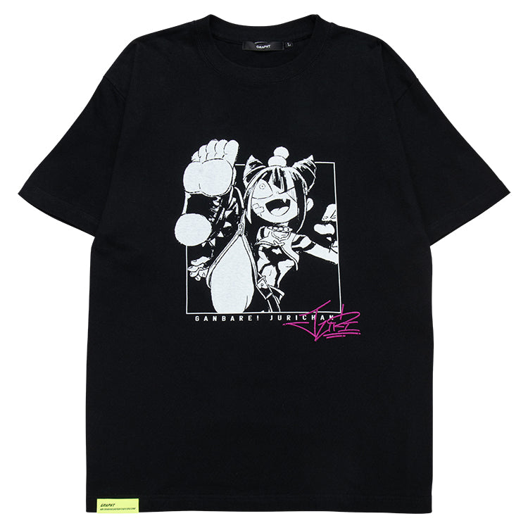 【予約受付中】ストリートファイター キャラクターTシャツ (がんばれジュリちゃん ジュリちゃん) ブラック thumbnail 1