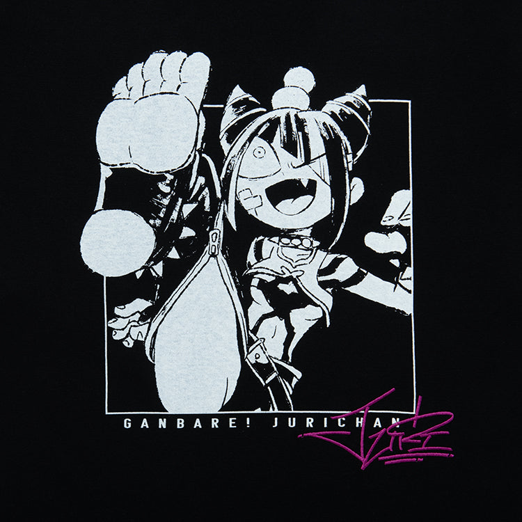 【予約受付中】ストリートファイター キャラクターTシャツ (がんばれジュリちゃん ジュリちゃん) ブラック thumbnail 2