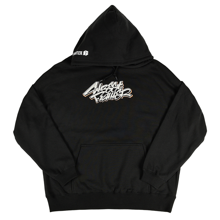 SF6ステッカーロゴ オーバーサイズパーカー ブラック