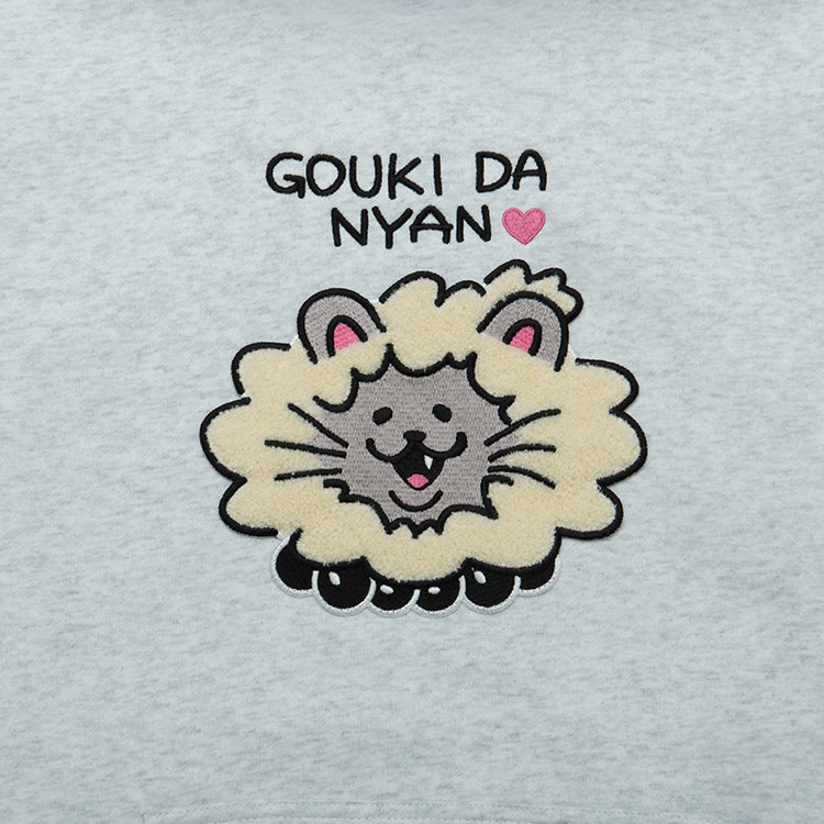 【予約受付中】ストリートファイター サガラ刺繍パーカー (がんばれジュリちゃん 豪鬼ニャン) アッシュ thumbnail 2