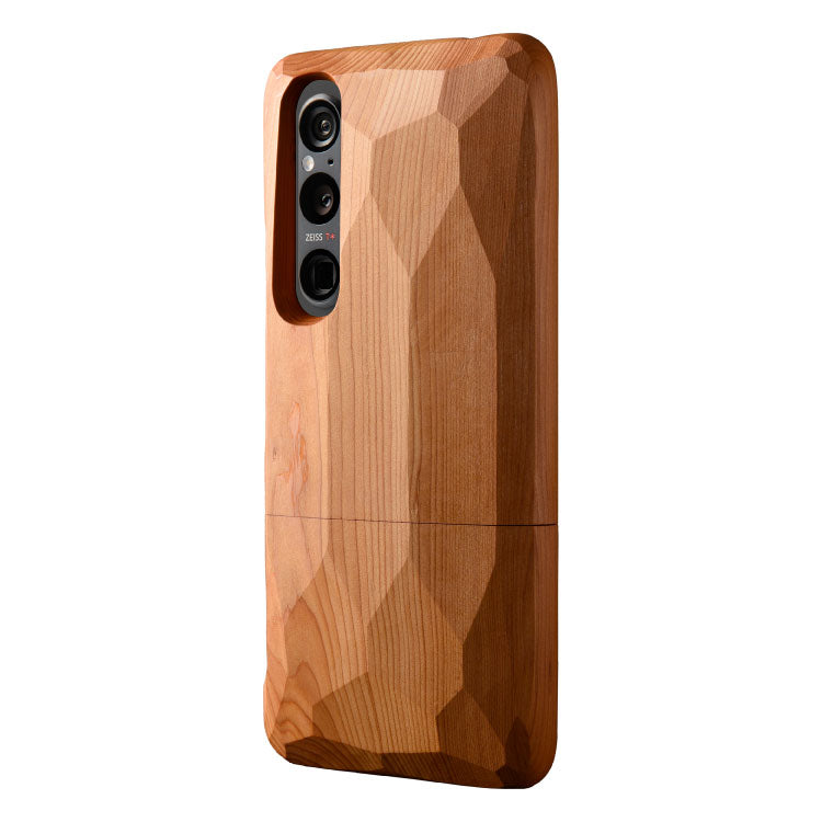 Real Wood CaseforXperia1Vソニーウッドケースgrapht-silversky