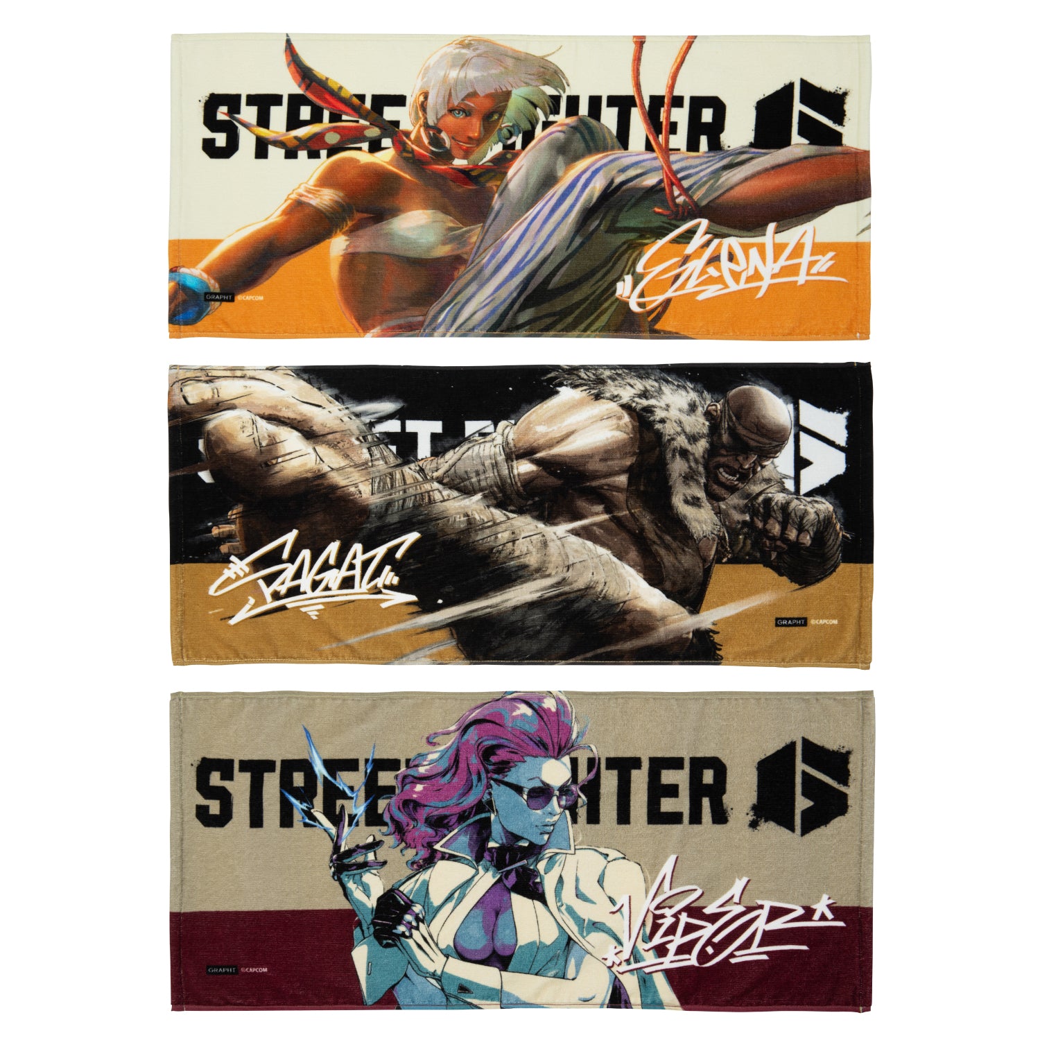 【予約受付中】ストリートファイター サポータータオル（エレナ・サガット・C.ヴァイパー）