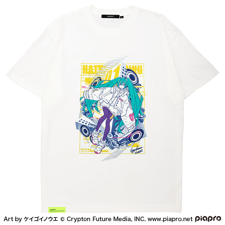 【予約受付中】初音ミク Tシャツ (初音ミク Art by ケイゴイノウエ) ホワイト/ブラック thumbnail 2