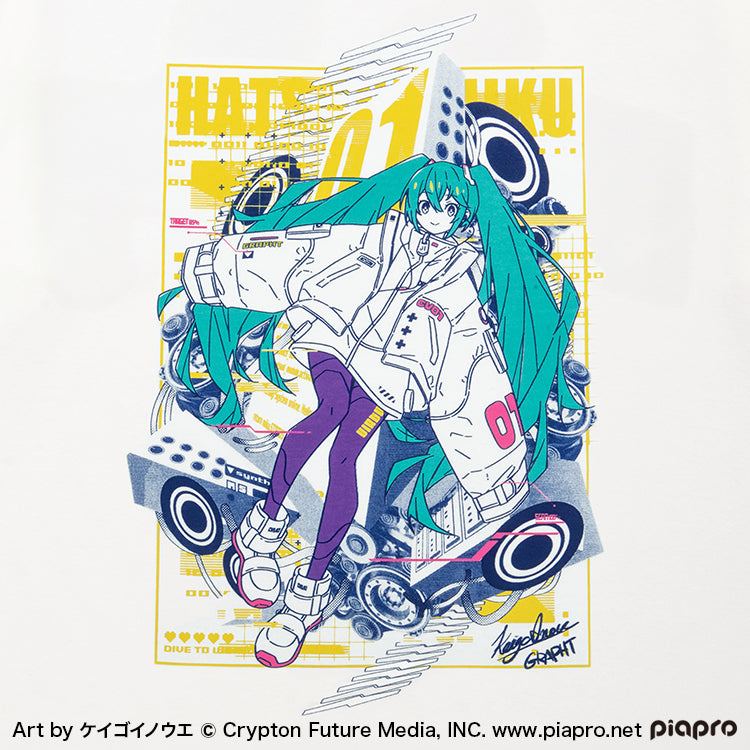 【予約受付中】初音ミク Tシャツ (初音ミク Art by ケイゴイノウエ) ホワイト/ブラック thumbnail 4