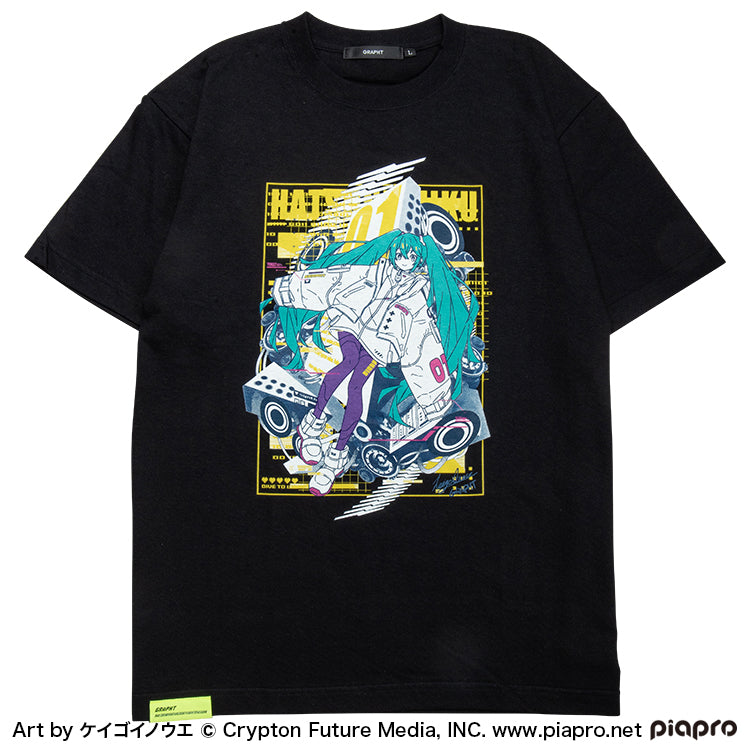 【予約受付中】初音ミク Tシャツ (初音ミク Art by ケイゴイノウエ) ホワイト/ブラック thumbnail 5
