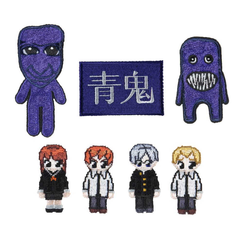 【予約受付中】青鬼 刺繍ステッカー (タイトルロゴ/青鬼/フワッティー/ひろし＆たけし/卓郎＆美香）